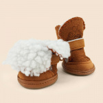 Bottes de neige en daim pour petits chien Chaussure pour chien couleur: Marron|Rose