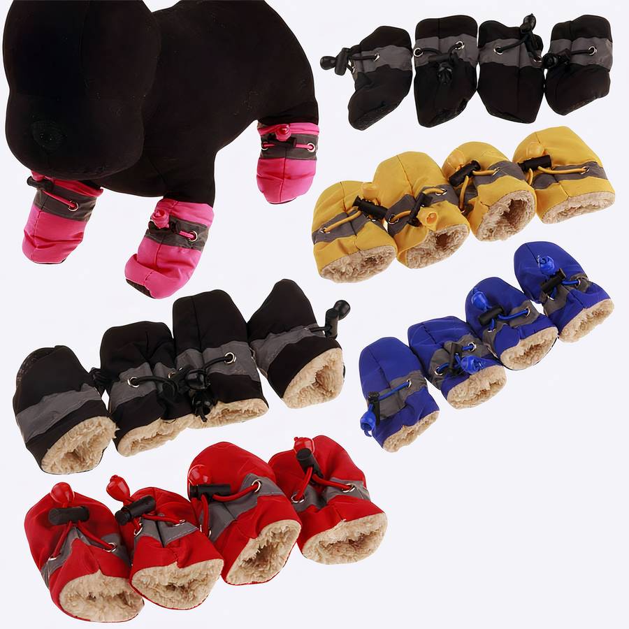 Chaussons chaudes de couleur unie pour chien Chaussons à semelles souples couleur unie pour chien Chaussure pour chien Vêtement chien couleur: Bleu|Jaune|Noir|Rose|Rouge