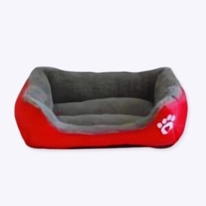 Panier rectangulaire en coton motif patte pour chien XXL de coulur Rouge