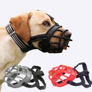 Muselière confortable et souple en silicone pour chien Accessoire chien couleur: Gris|Noir|Rouge