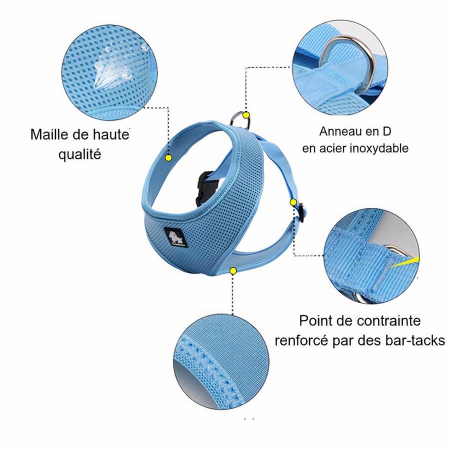 Harnais ajustable pour chien moyenne taille Harnais ajustable pour chien moyenne taille Accessoire chien Harnais chien couleur: Bleu|Jaune|Marron|Noir|Orange|Rose|Rouge|Violet