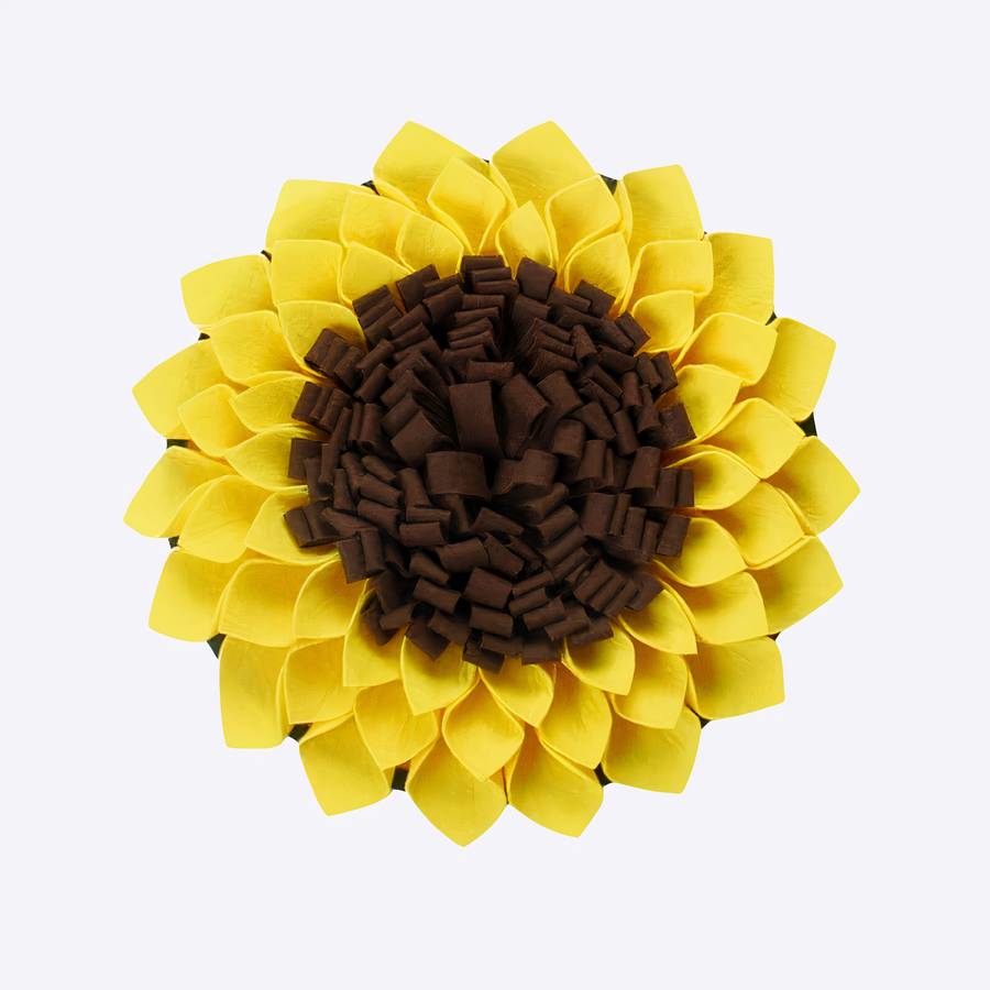 Tapis de reniflage pour chien en forme de tournesol Tapis de fouille pour chien en forme de tournesol jaune et marron au centre