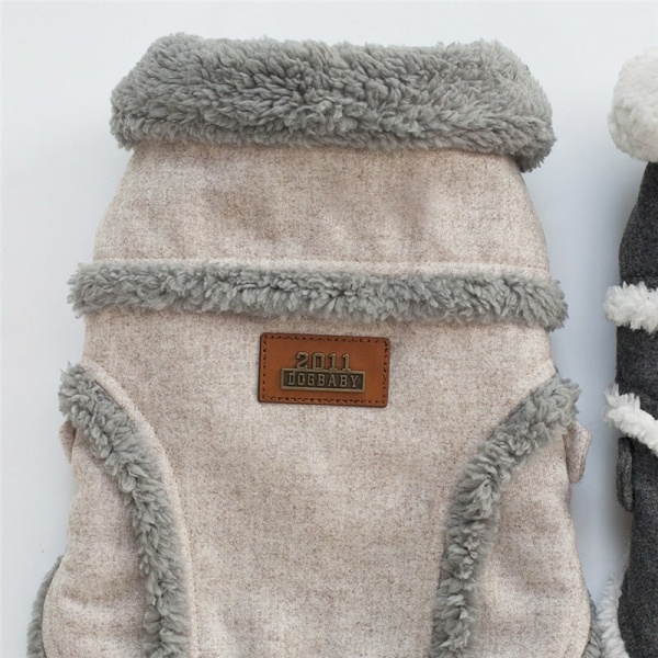 Manteau d’hiver en polaire de haute qualité pour chien Manteau pour chien Vêtement chien couleur: Beige|Gris