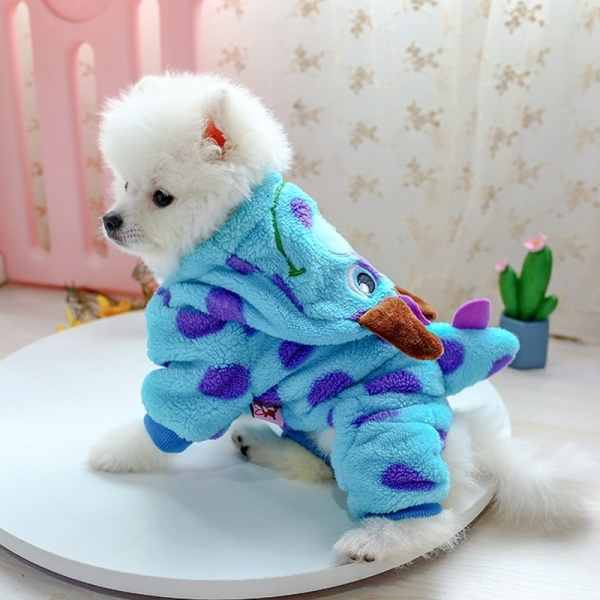 Manteau épais mignon à capuche pour chien Manteau pour chien Vêtement chien couleur: Bleu