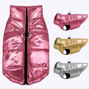 Manteau imperméables et chaud pour chien Manteau pour chien Vêtement chien couleur: Argenté|Doré|Rose