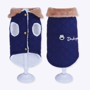 Manteau d'hiver avec un col en polaire imperméable pour chien Manteau pour chien Vêtement chien couleur: Bleu