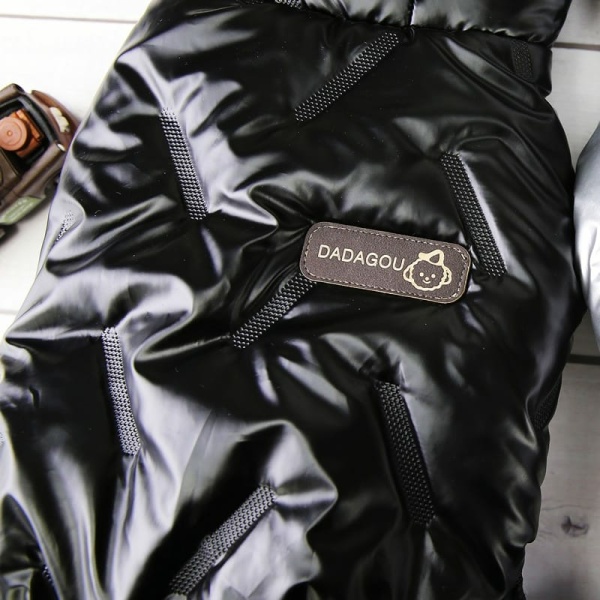 Manteau imperméable en nylon pour chien Manteau pour chien Vêtement chien couleur: Argenté|Noir