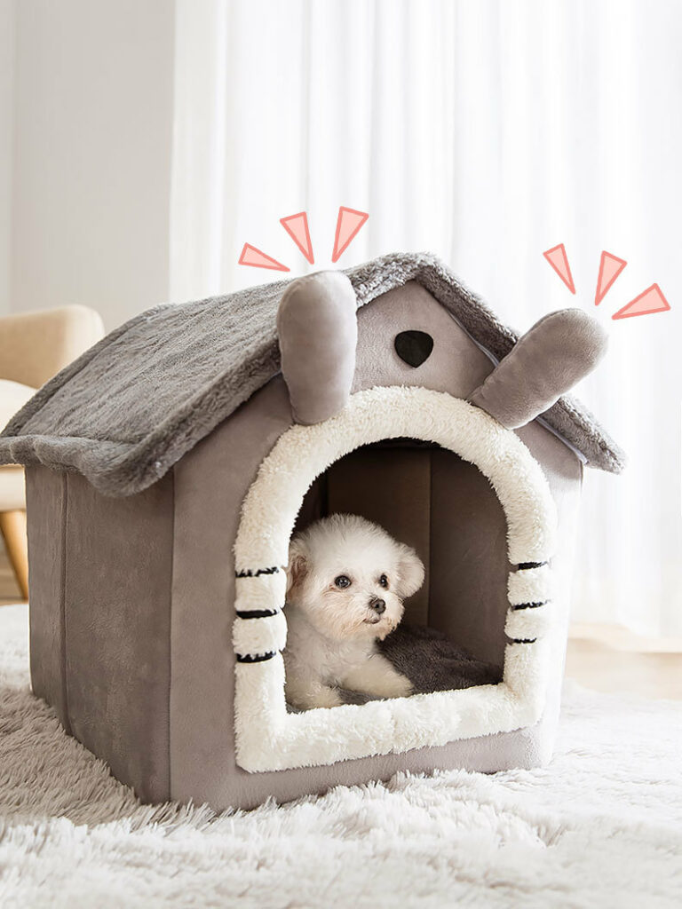 Niche pliable avec coussin amovible pour petit chien Niche pliable avec coussin amovible pour petit chien