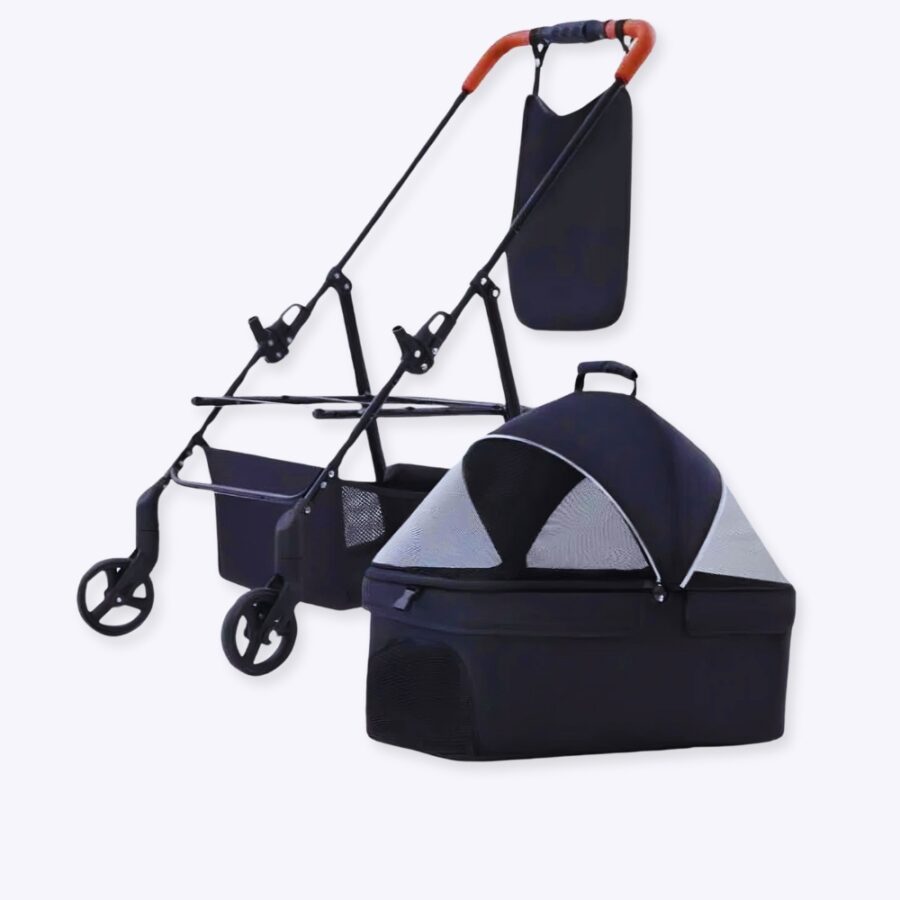 Poussette pour chien de couleur noir